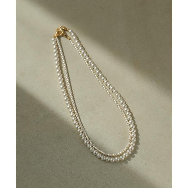 ネックレス double pearl short necklace /2連パールマグネットショートネ...