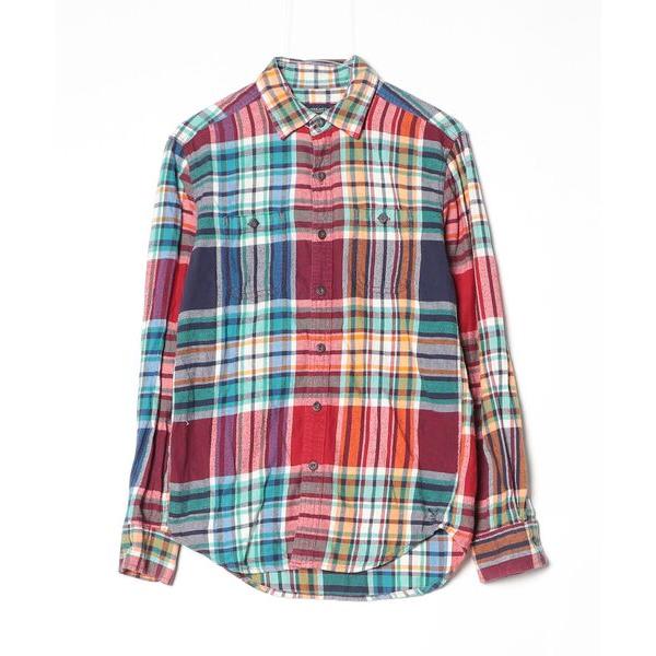 「American Eagle」 チェック柄長袖ネルシャツ X-SMALL レッド レディース