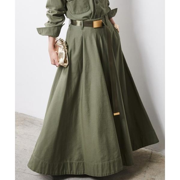 「CHIC STYLE」 フレアスカート M カーキ レディース