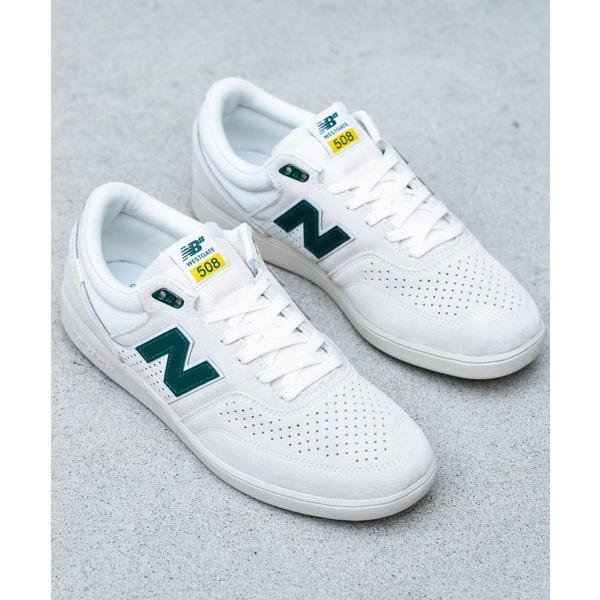 「New Balance」 ローカットスニーカー 24.0cm ホワイト×グリーン メンズ