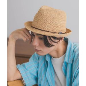 帽子 ハット ラフィア中折れハット / 細編み ナチュラル コンチョベルト サイズ調整可 メンズ レディース