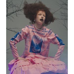 tシャツ PRINT RIB PUFF SLEEVE C/S レディース メンズ