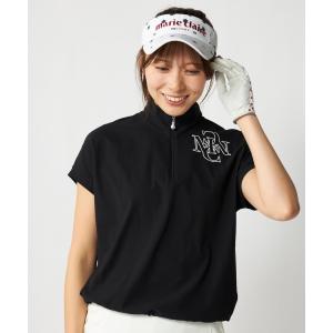 ブラウス シャツ 「marie claire:マリ.クレール」レディースハーフジップ半袖シャツ　5分袖デザイン　ゴルフ レディース