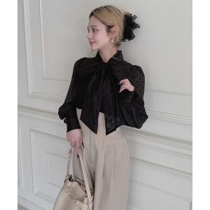 ニット セーター ドットブラウスドッキングニットトップス レディース