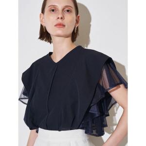 ブラウス シャツ メッシュレイヤードスリーブブラウス レディース
