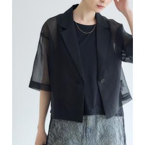 ジャケット テーラードジャケット cloche  シアー半袖ジャケット レディース