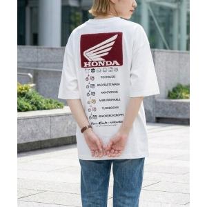 tシャツ 「HONDA/ホンダ×Sanrio/サンリオ」HONDA×はぴだんぶい　コラボサガラ刺繍半袖Tシャツ/ユニセックス メンズ レディース