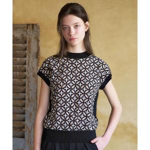 ニット セーター 「otonaMUSE5月号掲載/ウォッシャブル」オーバーラップサークルコンビフレンチニット レディース