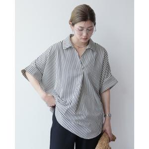 ブラウス シャツ エンボス加工スキッパーブラウス レディース