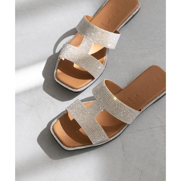 サンダル ラインストーン フラットサンダル レディース