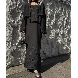 ワンピース flower cord embroidery layered cami OP