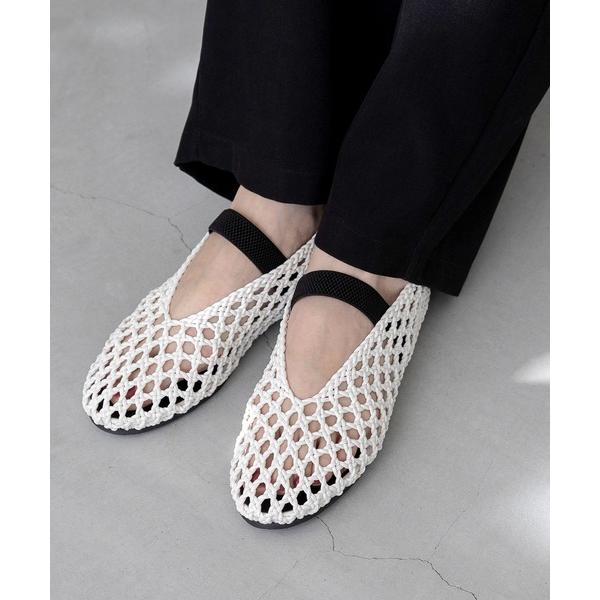 パンプス ラウンドトゥ メッシュ ゴムストラップ パンプス