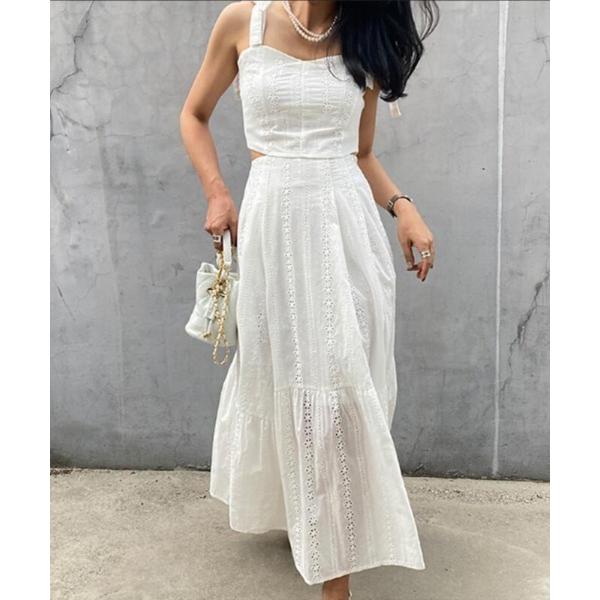 セットアップ アイレットレース キャミセット レディース