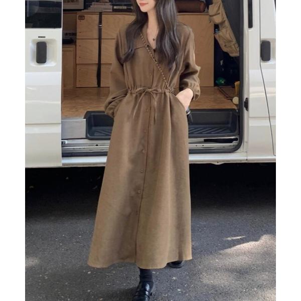 ワンピース ドローコード ロングシャツワンピース