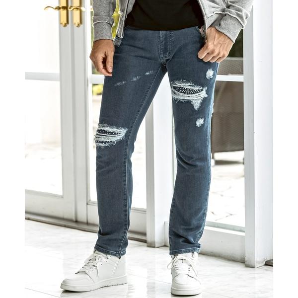 ジーンズ 1PIU1UGUALE3 RELAX(ウノピゥウノウグァーレトレ リラックス)ラインストー...