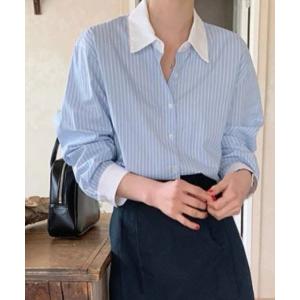 ブラウス シャツ 配色カラー シンプル シャツ レディース