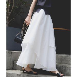 スカート 「洗える」シアーランダムフレアスカート