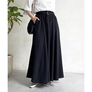 パンツ 麻調ベルトパンツ レディース