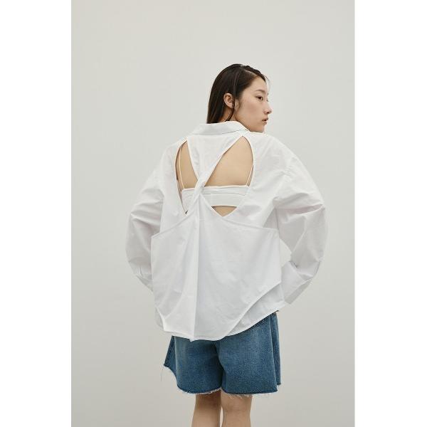 ブラウス シャツ バックオープンデザインシャツ レディース
