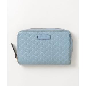 「GUCCI」 マイクログッチシマ ラウンドファスナー 財布 - ブルー レディース