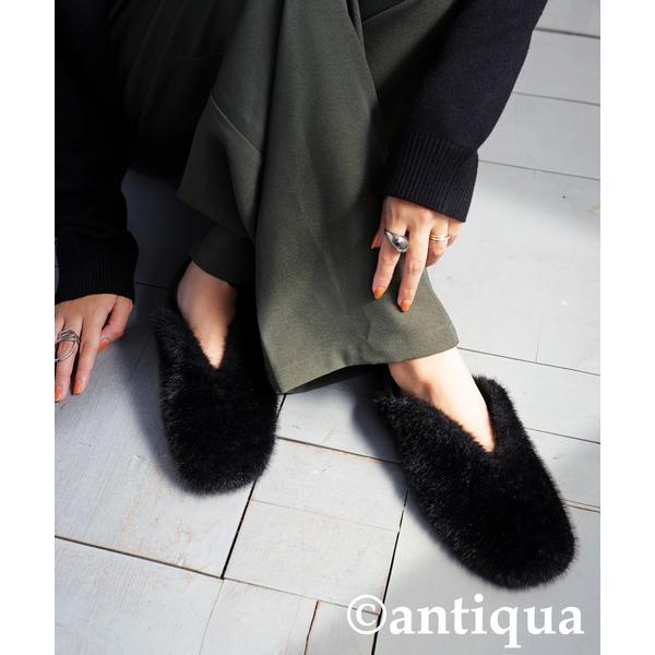 「antiqua」 フラットパンプス LL ブラック レディース