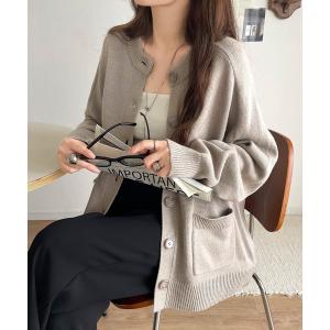「classicalelf」 ニットカーディガン MEDIUM グレイッシュベージュ レディース