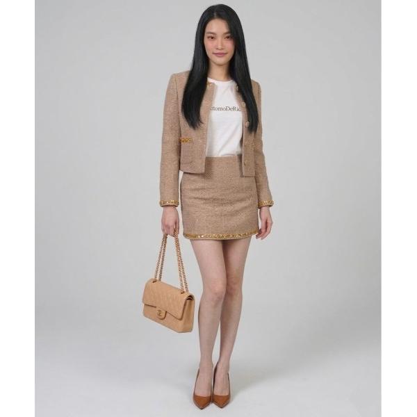 ジャケット ノーカラージャケット グリッタージュエルツイード・ショートジャケット（セットアップスカー...