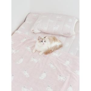 ベッド 寝具 「Sleep」CAT柄コットン毛布