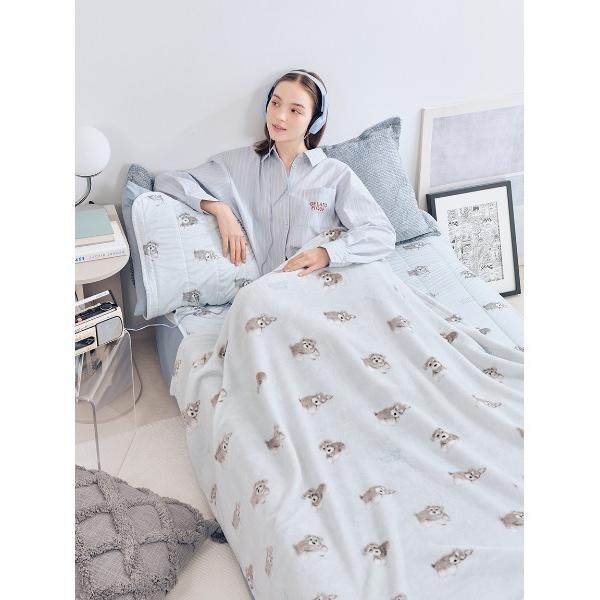 ベッド 寝具 「Sleep」DOG柄コットン毛布