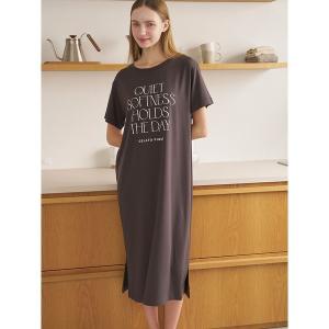 パジャマ ルームウェア 「接触冷感」レーヨンロゴワンピース レディース