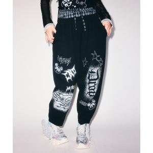 ワイドパンツ スウェットパンツ ジャージ GRAFFITI LAYERED SWEAT パンツ レディース メンズ