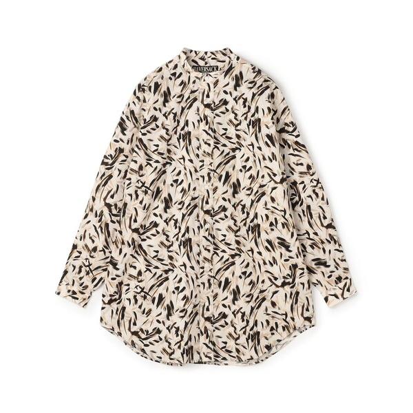 シャツ HAVERSACK ATTIRE コットン総柄 スタンドカラーロングスリーブシャツ メンズ