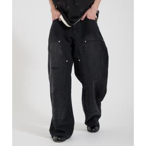 ワイドパンツ ジーンズ LOOSEFIT DAMAGED DOUBLE-KNEE PANTS／ルーズフィットダメージダブルニーパンツ