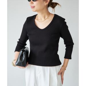 tシャツ Rib Open Neck プルオーバー レディース