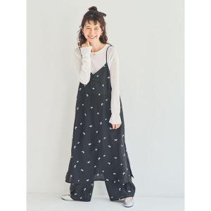 ワンピース シアー楊柳刺繍キャミソールワンピース