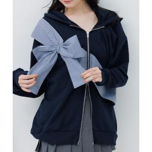 tシャツ リボンデザインBIGパーカー レディース