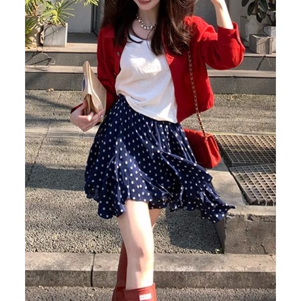 スカート ドット柄　ラッフルスカート
