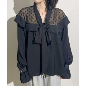 ブラウス シャツ エフォートレスリボンタイ「BLACK」「入卒園」「結婚式」「オフィス・デイリーにも使える」 レディース