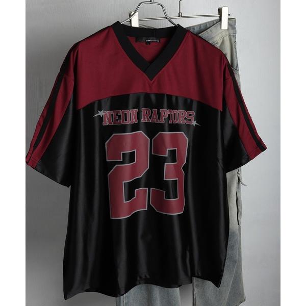 tシャツ メッシュ切替 ナンバリング ゲームシャツ 半袖T オーバーサイズ メンズ レディース