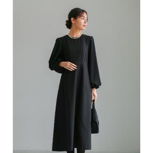 ワンピース 喪服・礼服「洗えるフォーマル」ボリュームシフォン袖フレアワンピース