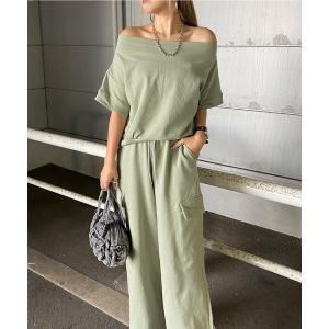 セットアップ オフショルダートップスカーゴパンツセットアップ レディース