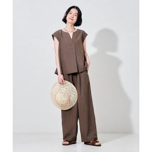 スラックス パンツ 「セットアイテム」 SUMMERCOOL スキッパーブラウスセットアップ/接触冷感 レディース