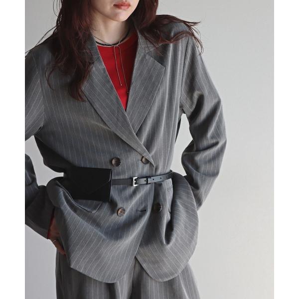 ジャケット テーラードジャケット T/Rストライプダブルテーラードジャケット レディース