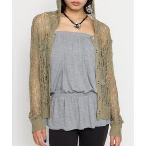 カーディガン MESH FABRIC HOODIE カーディガン レディース