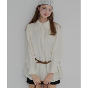 ブラウス シャツ ラウンドプリーツブラウス レディース