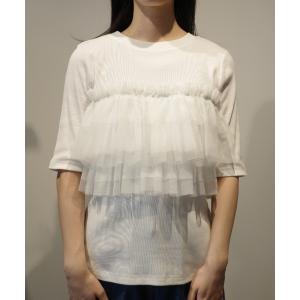 tシャツ MANOF TULLE FRILL CUT TOPS レディース