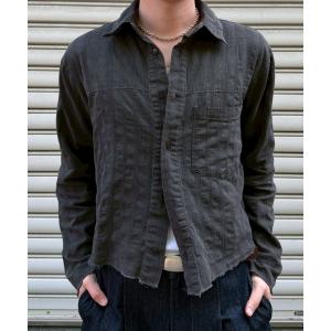 シャツ 「Chikashitsu +」pigment cut off shirt / 「チカシツプラス」ピグメントカットオフクロップド長袖シャツ「着用動画あり」 メンズ レディース