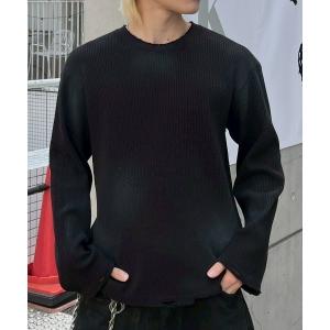 tシャツ 「Chikashitsu +」washed waffle long sleeve / 「チカシツプラス」ウォッシュワッフル長袖Ｔシャツ