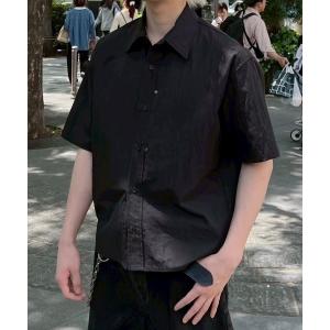 シャツ 「Chikashitsu +」cropped rivet shirt / 「チカシツプラス」クロップリベット半袖シャツ「着用動画あり」