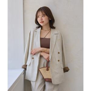ジャケット テーラードジャケット 「Mayu企画」袖配色リネン混ジャケット レディース